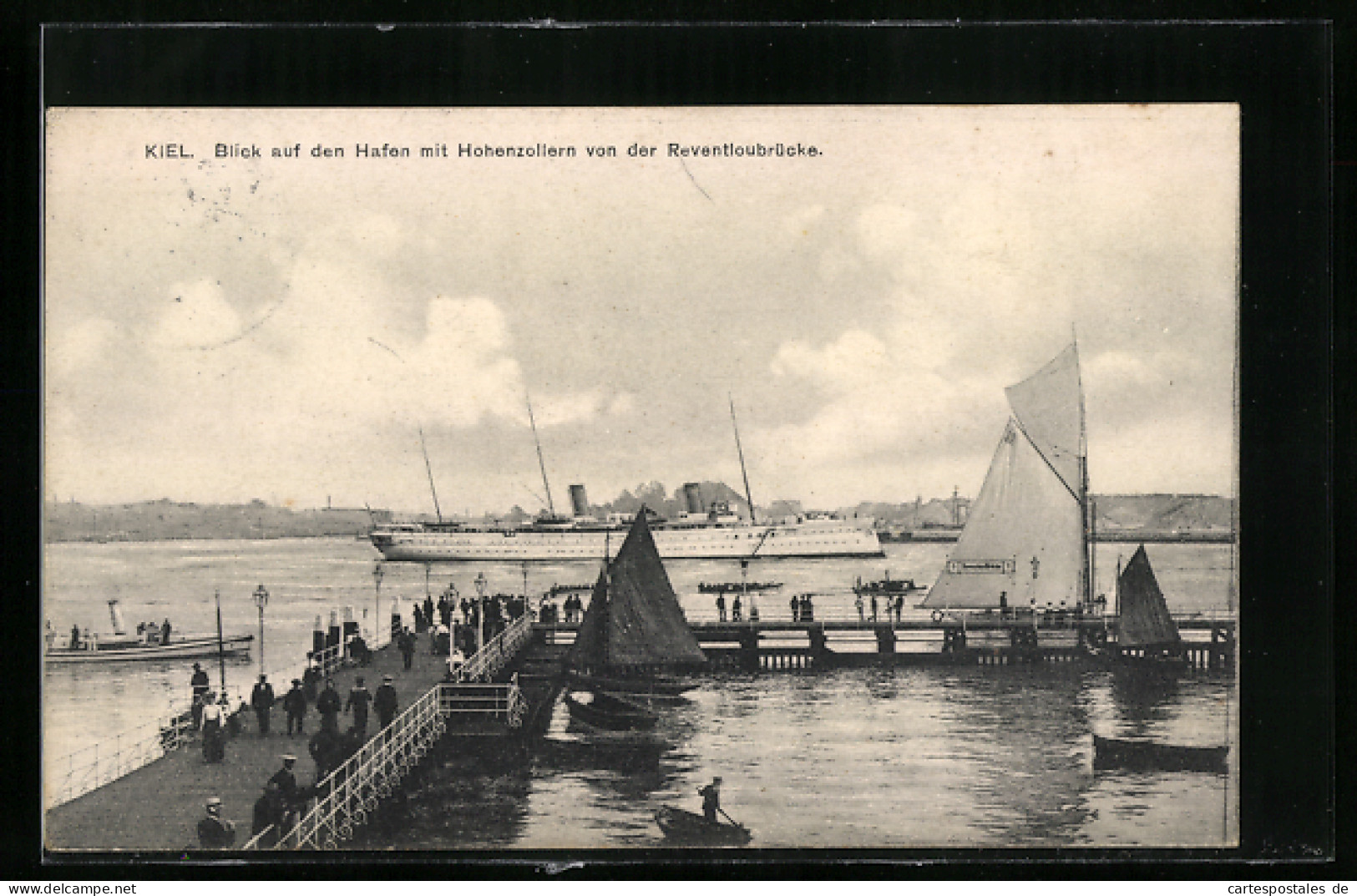 AK Kiel, Blick Auf Den Hafen Mit Hohenzollern Von Der Reventloubrücke  - Autres & Non Classés