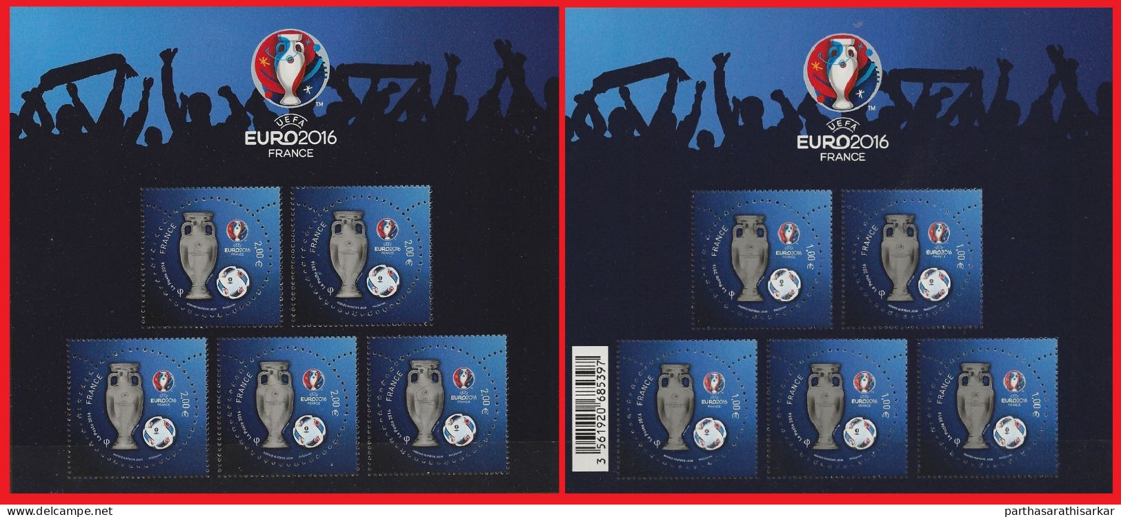 FRANCE 2016 UEFA EUROPEAN FOOTBALL CHAMPIONSHIP 2016 FRANCE SET OF 2 RARE LIMITED ISSUED MINIATURE SHEETS MS MNH - UEFA European Championship