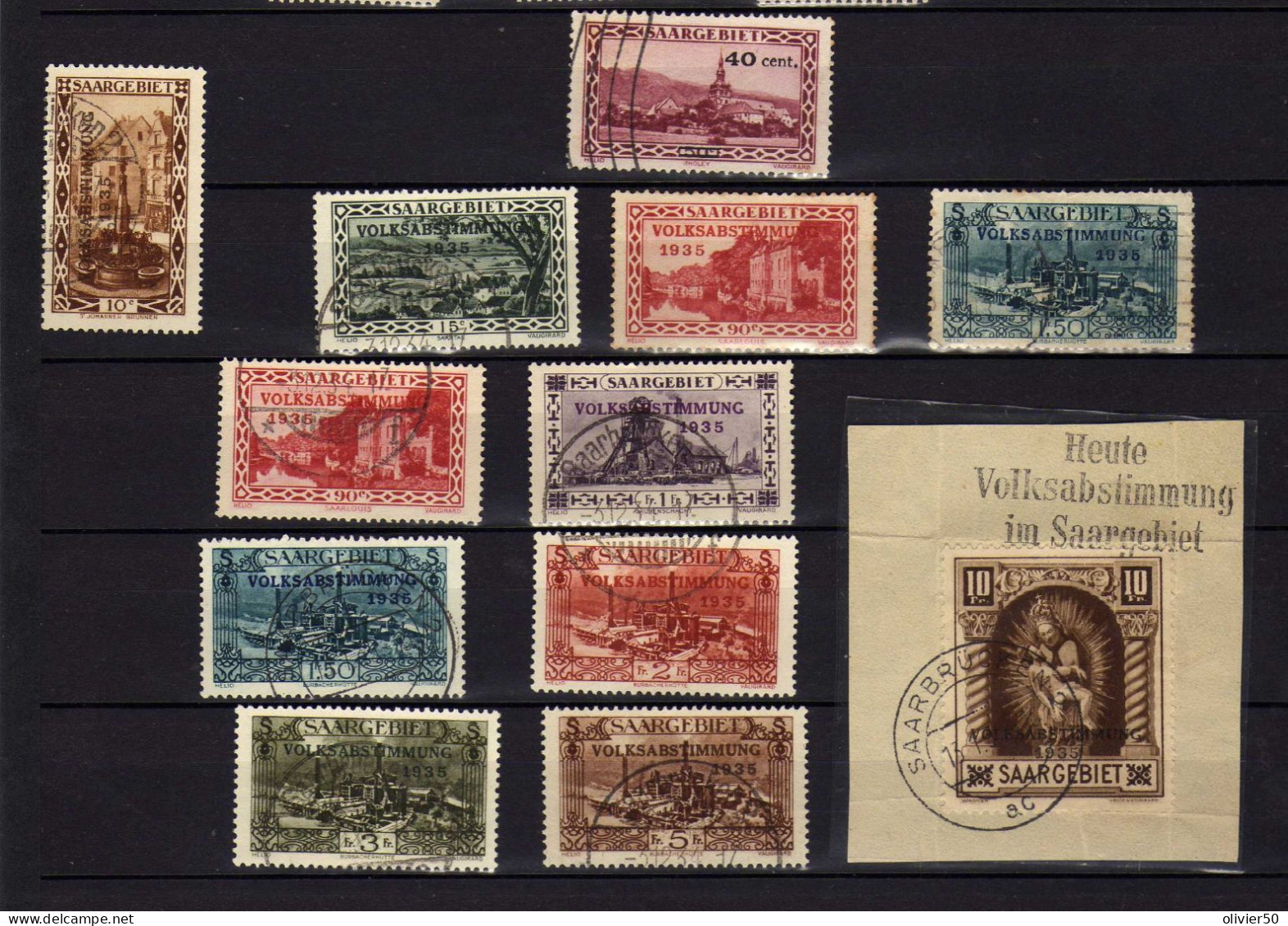 Sarre - 1935 - Timbres Surcharges "Volksabstimmung" - Obliteres - Un Ex. Neuf Sg - Used Stamps