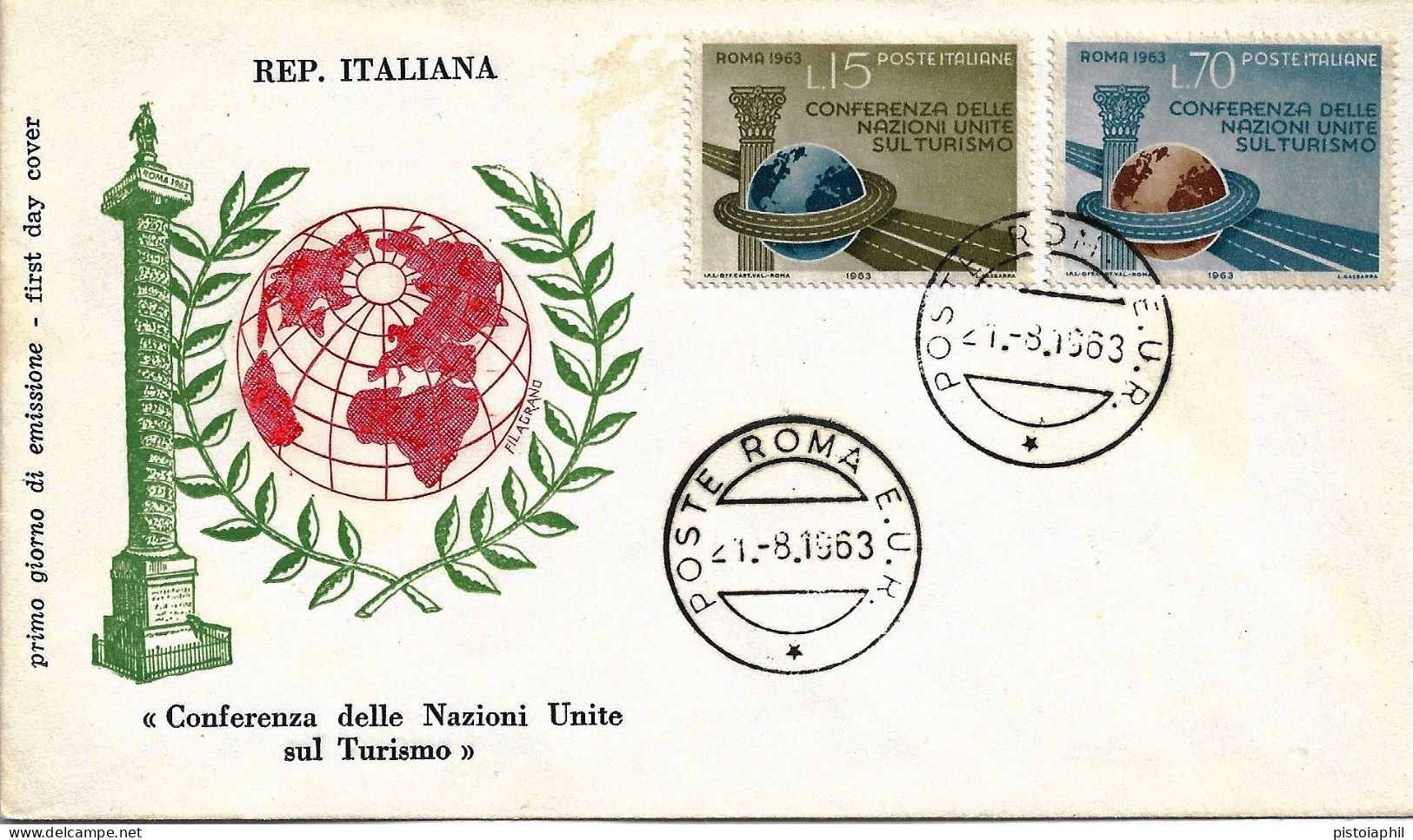 Fdc Filagrano: CONFERENZA SUL TURISMO (1963); No Viaggiata; Poste Roma EUR - FDC