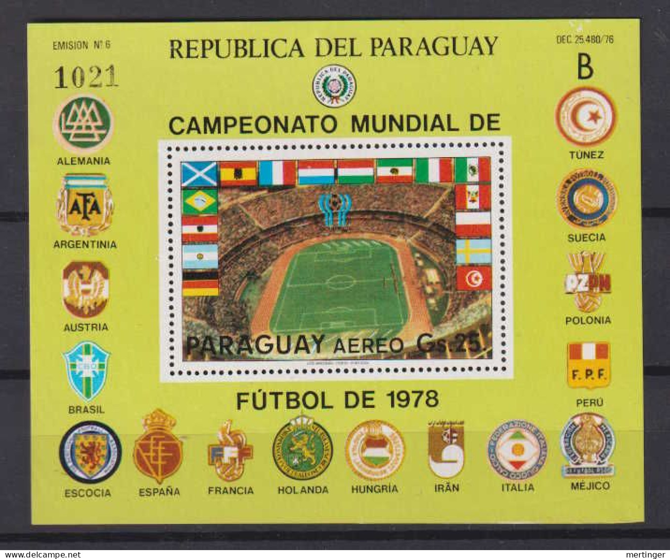 Paraguay Block 331 ** MNH Soccer Futbol 1979 World Champion Ship - Paraguay