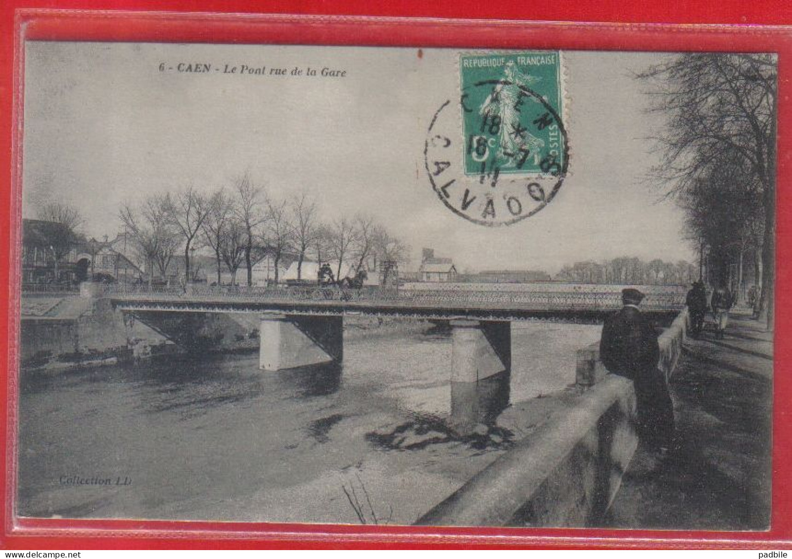 Carte Postale 14. Caen  Le Pont Rue De La Gare Très Beau Plan - Caen