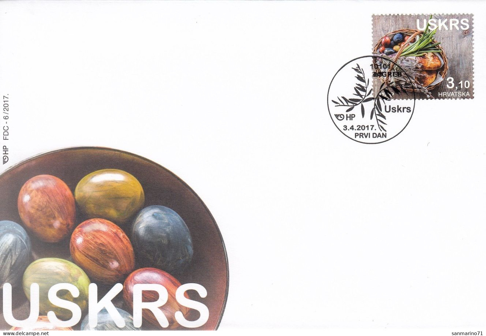 FDC CROATIA 1276,Easter 2017 - Croatie