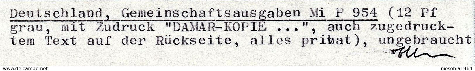 DR 12 Pfennig Postkarte “DAMAR KOPIE” Goslar Am Harz Breite Strasse 59a. Gemeinschaftsausgaben Mi 954 Grau Ca. 1948 - Covers & Documents