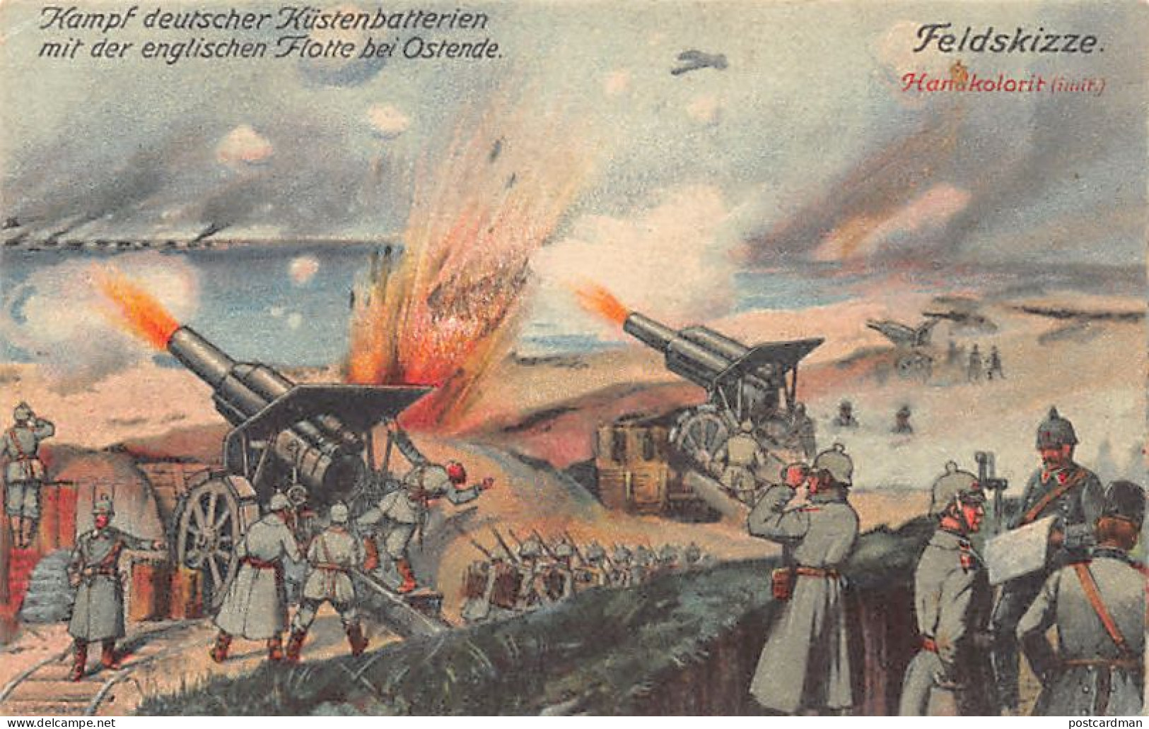 België - OOSTENDE (W. Vl.) Slag Om Duitse Kustbatterijen Met De Engelse Vloot Bij Oostende - Eerste Oorlog - Oostende