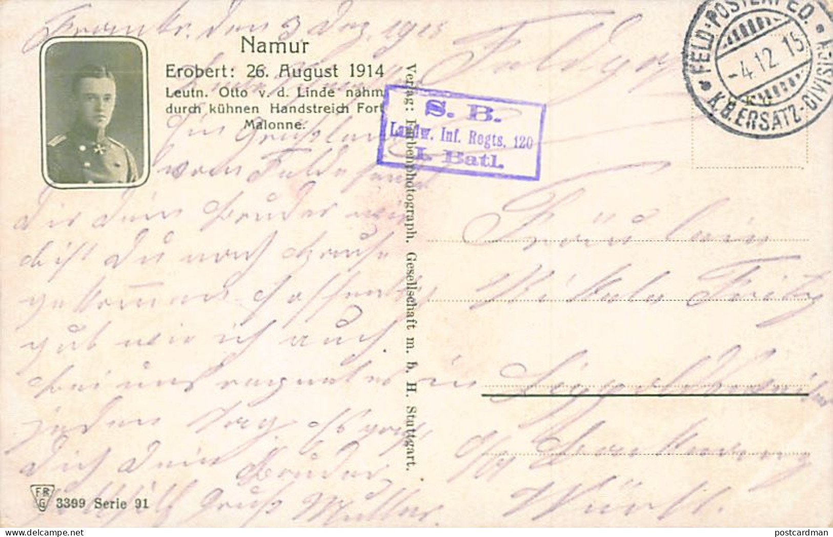 Belgique - NAMUR - Capturé - 26 Août 1914 - Le Lt. Otto C. D. Linde A Pris Fort Malone Dans Un Geste Audacieux - Namur