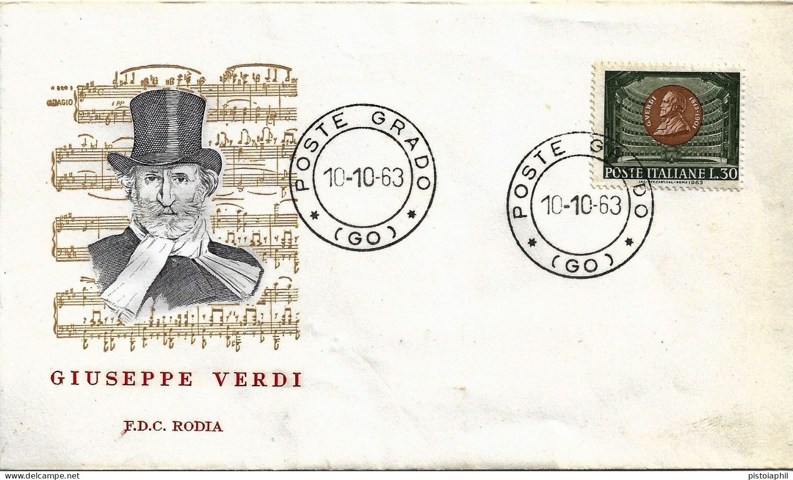 Fdc Rodia: VERDI (1963); No Viaggiata; Annullo Grado - FDC