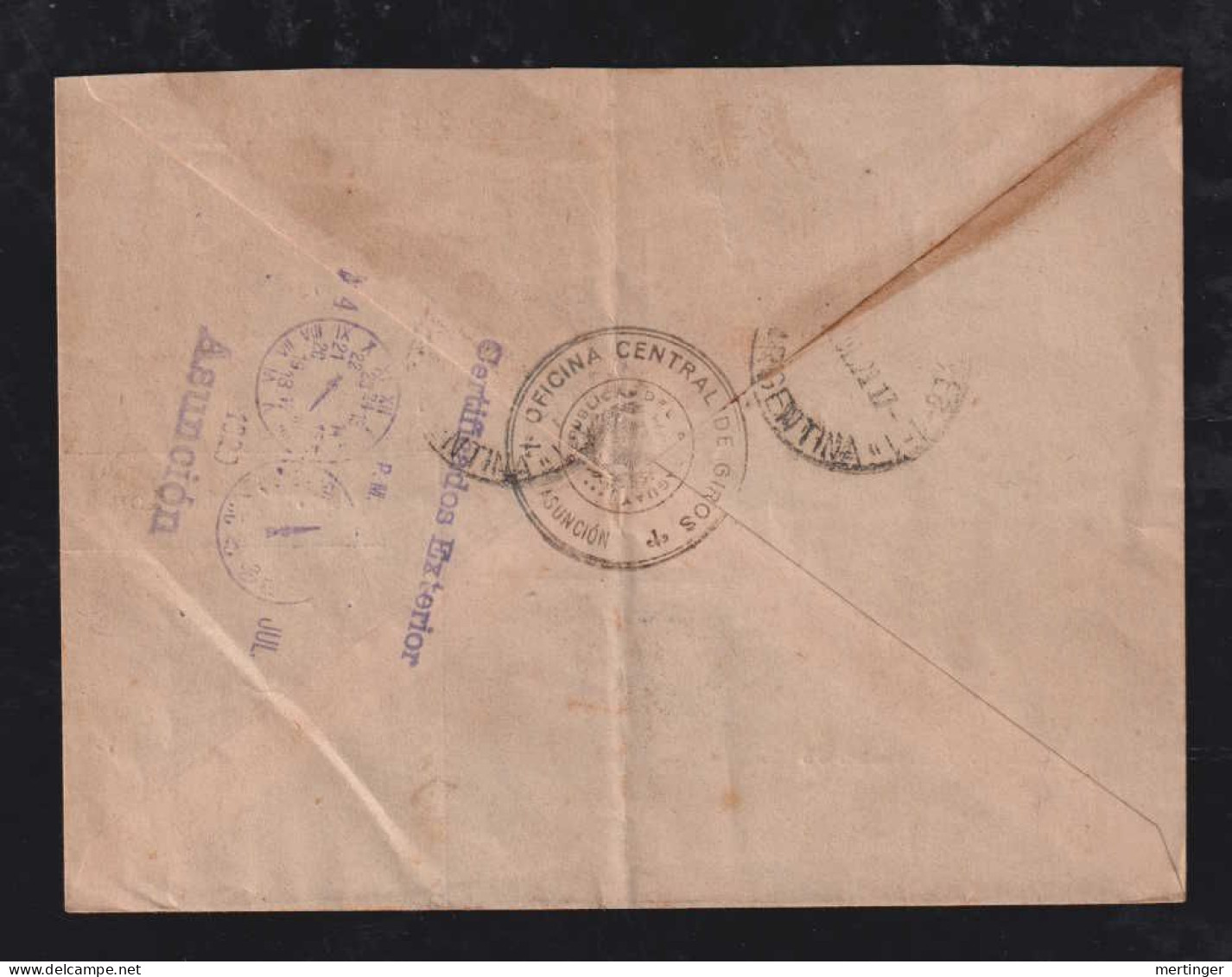 Paraguay 1929 AEROPOSTALE Registered Airmail Cover ACUNSION X BUENOS AIRES Argentina Servicio De Giros - Paraguay