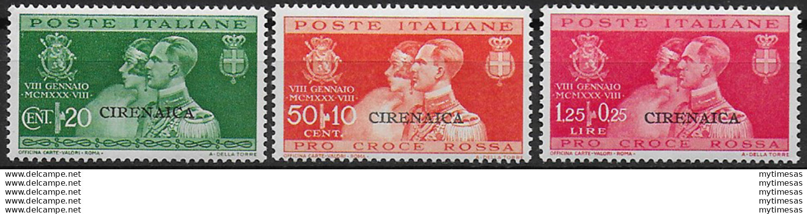 1930 Cirenaica Nozze 3v. MNH Sassone N. 60/62 - Sonstige & Ohne Zuordnung