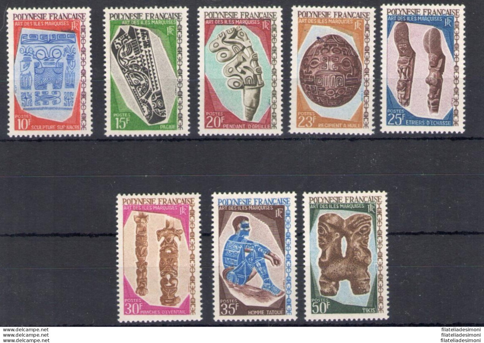 1968 Polynesie Francaise, Yvert N. 52-59 - Arte Isole Marquises - 8 Valori - MNH** - Sonstige & Ohne Zuordnung