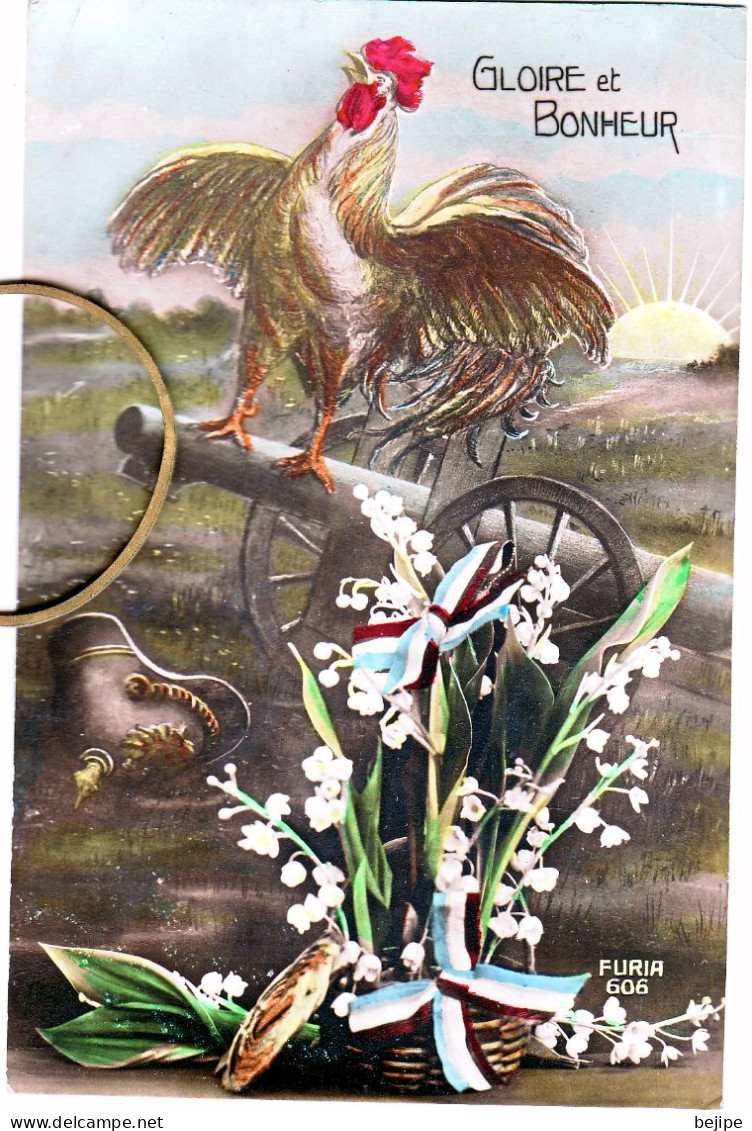 PATRIOTIQUE GLOIRE ET BONHEUR  Coq Canon Muguet - Autres & Non Classés