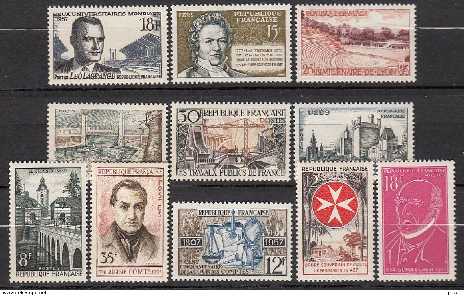 Frankreich / France:  Lot  Aus 1957 ** - Autres & Non Classés