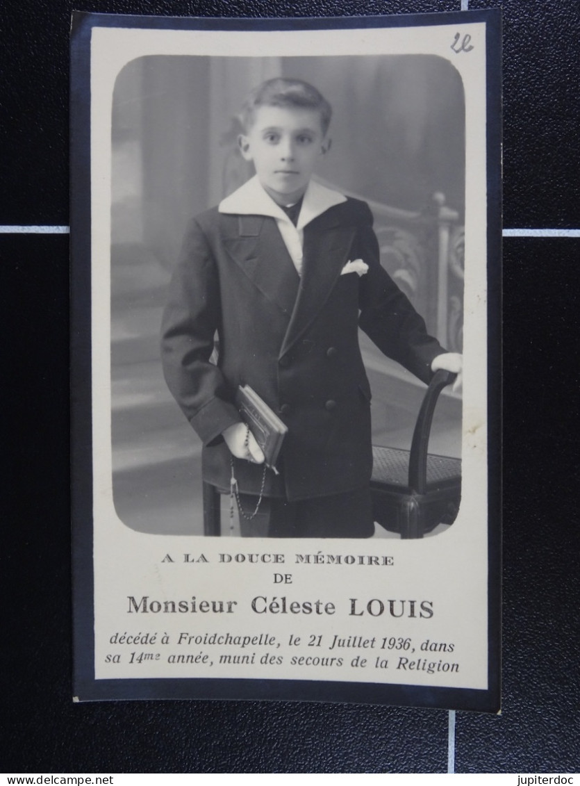 Céleste Louis Froidchapelle Décédé à 14 Ans En 1936  /26/ - Devotion Images
