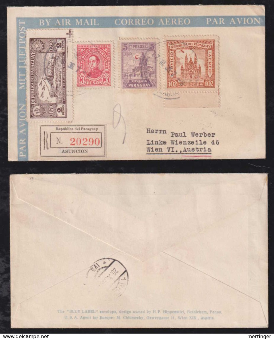 Paraguay 1936 Registered Airmail Cover ASUNCION X WIEN Austria - Paraguay