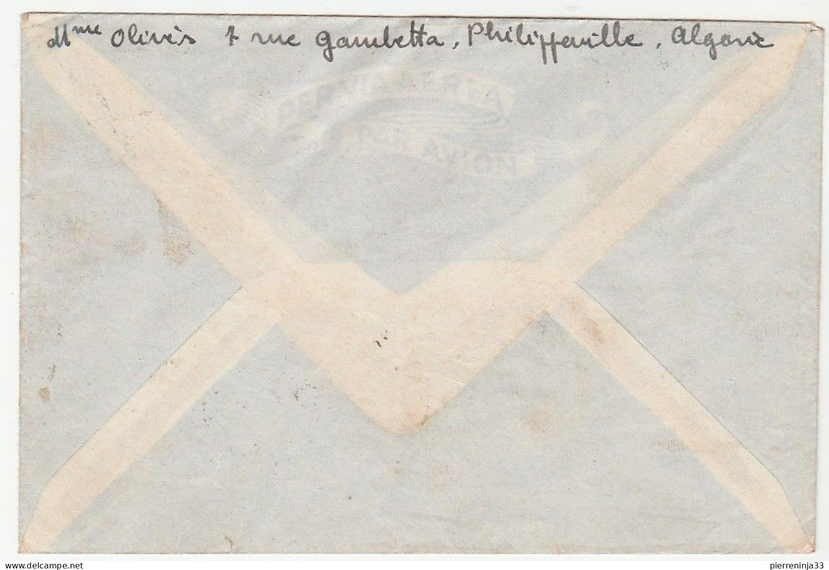 Lettre Avec Cachet "3è Salon De Propagande Philatélique De L'Afrique Du Nord, Philippeville, Algérie, 1945" - Covers & Documents