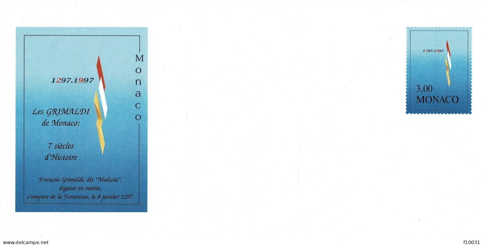MONACO Enveloppe Les GRIMALDI 1297-1997  7 Siècles D'Histoire - Other & Unclassified
