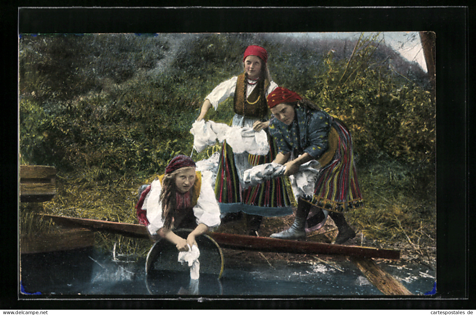 AK Drei Russische Waschfrauen Am Flussufer  - Unclassified