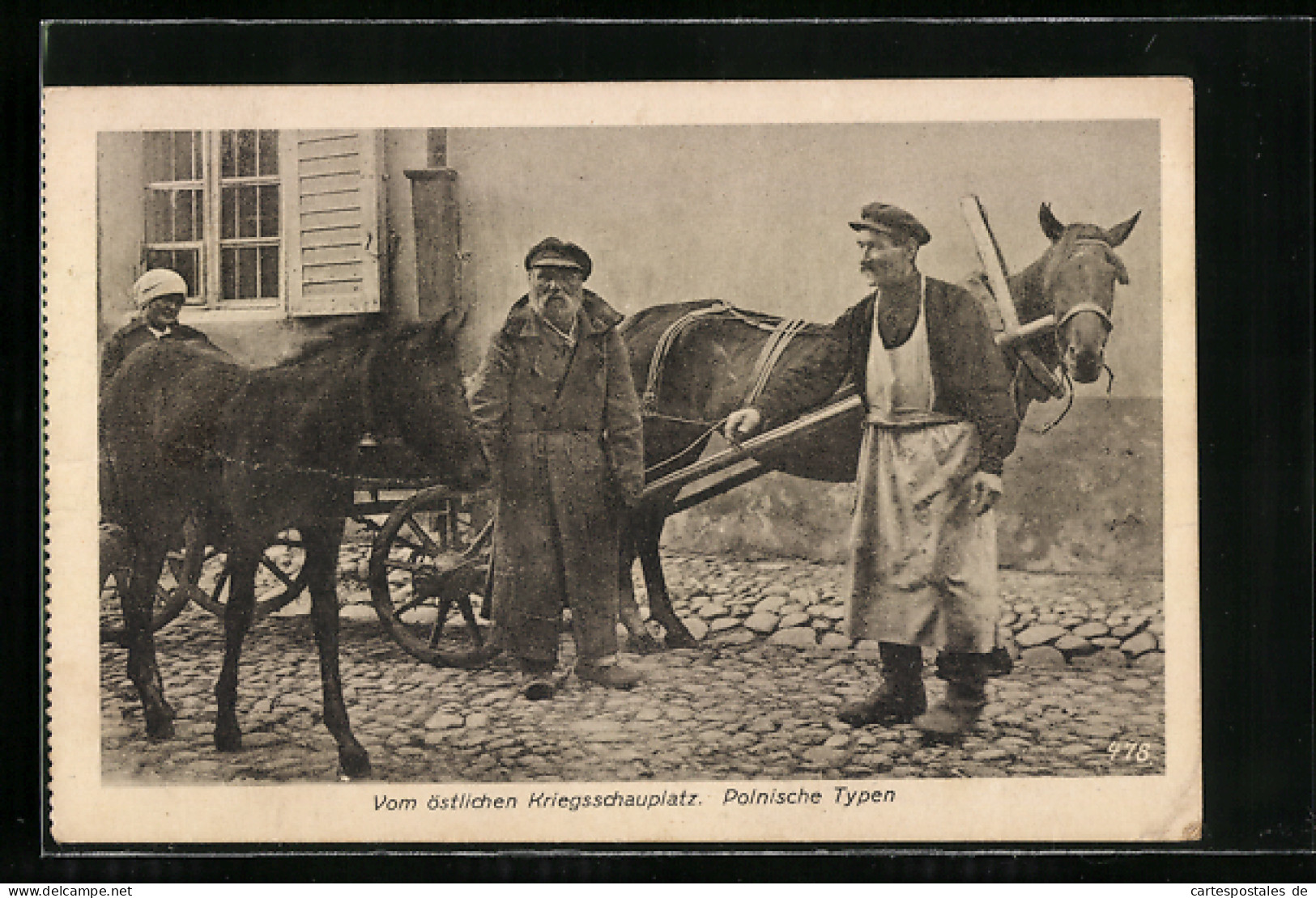 AK Polnische Typen Mit Kutschpferd Und Fohlen  - Sin Clasificación