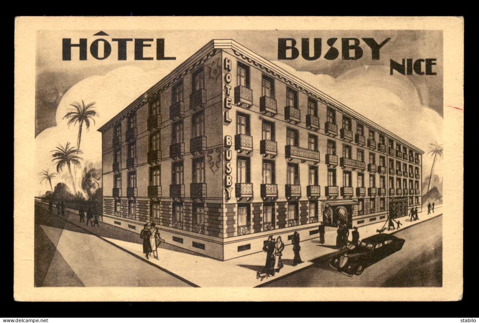 06 - NICE - HOTEL BUSBY, 36-38 RUE DU MARECHAL JOFFRE - CARTE ILLUSTREE - Pubs, Hotels And Restaurants