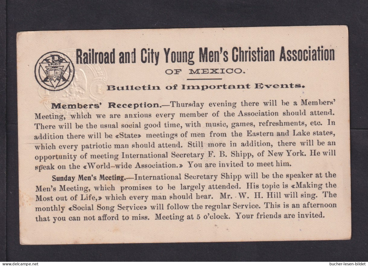 1903 - 1 C. Ganzsache Mit Vordruck YMCA Of Mexico - Gebraucht - Christianity
