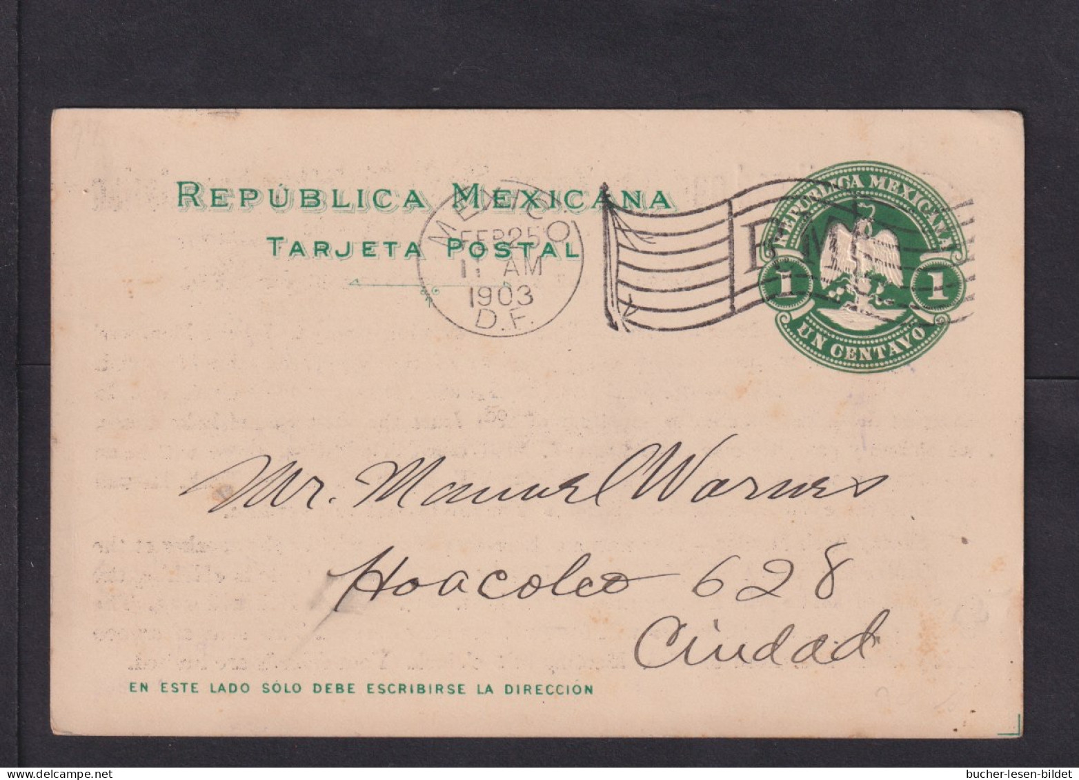 1903 - 1 C. Ganzsache Mit Vordruck YMCA Of Mexico - Gebraucht - Christianity