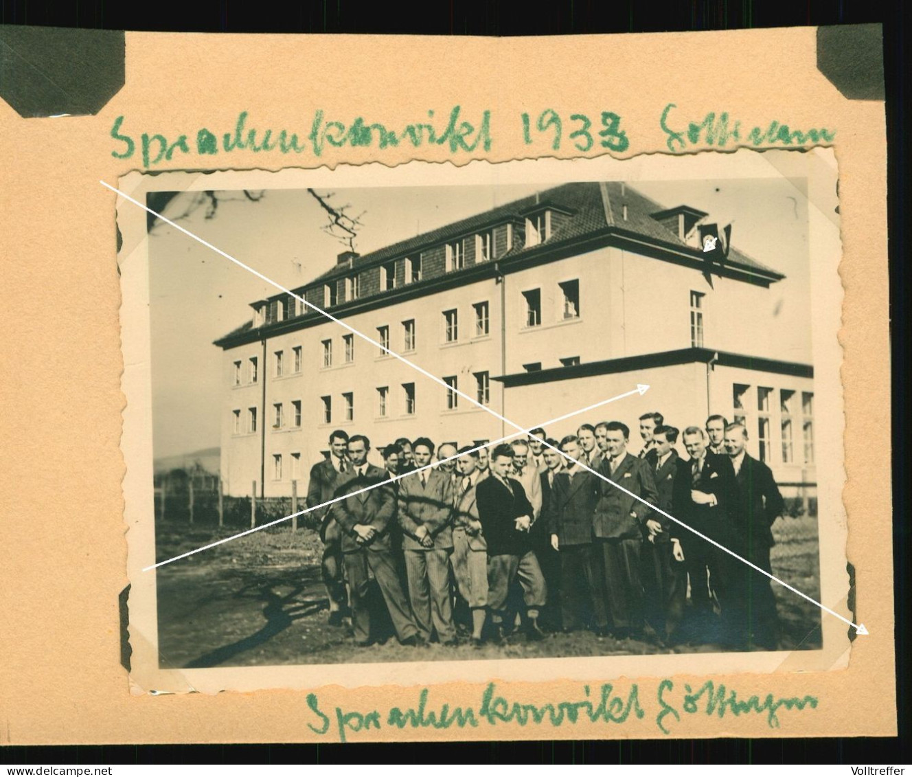 Orig. Foto 1933 Jungen Vor Gebäude Sprachenkonvikt Göttingen, Gerhard-Uhlhorn-Konvikt, Hakenkreuz Fahne - Goettingen