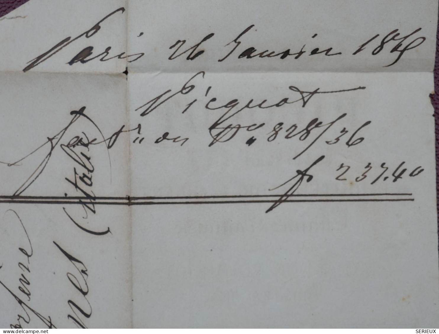 FRANCE   BELLE  LETTRE RR  1865 ETOILE DE PARIS N°7 A GENOVA ITALIA  +PAIRE  DE NAPOLEON + AFF. INTERESSANT+DP5 - 1849-1876: Période Classique