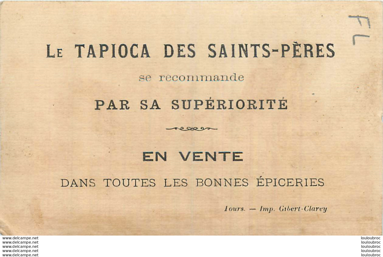 CHROMO DOREE LE TAPIOCA DES SAINTS PERES  IMP GIBERT CLAREY QUE DE PEINES POUR GAGNER - Autres & Non Classés