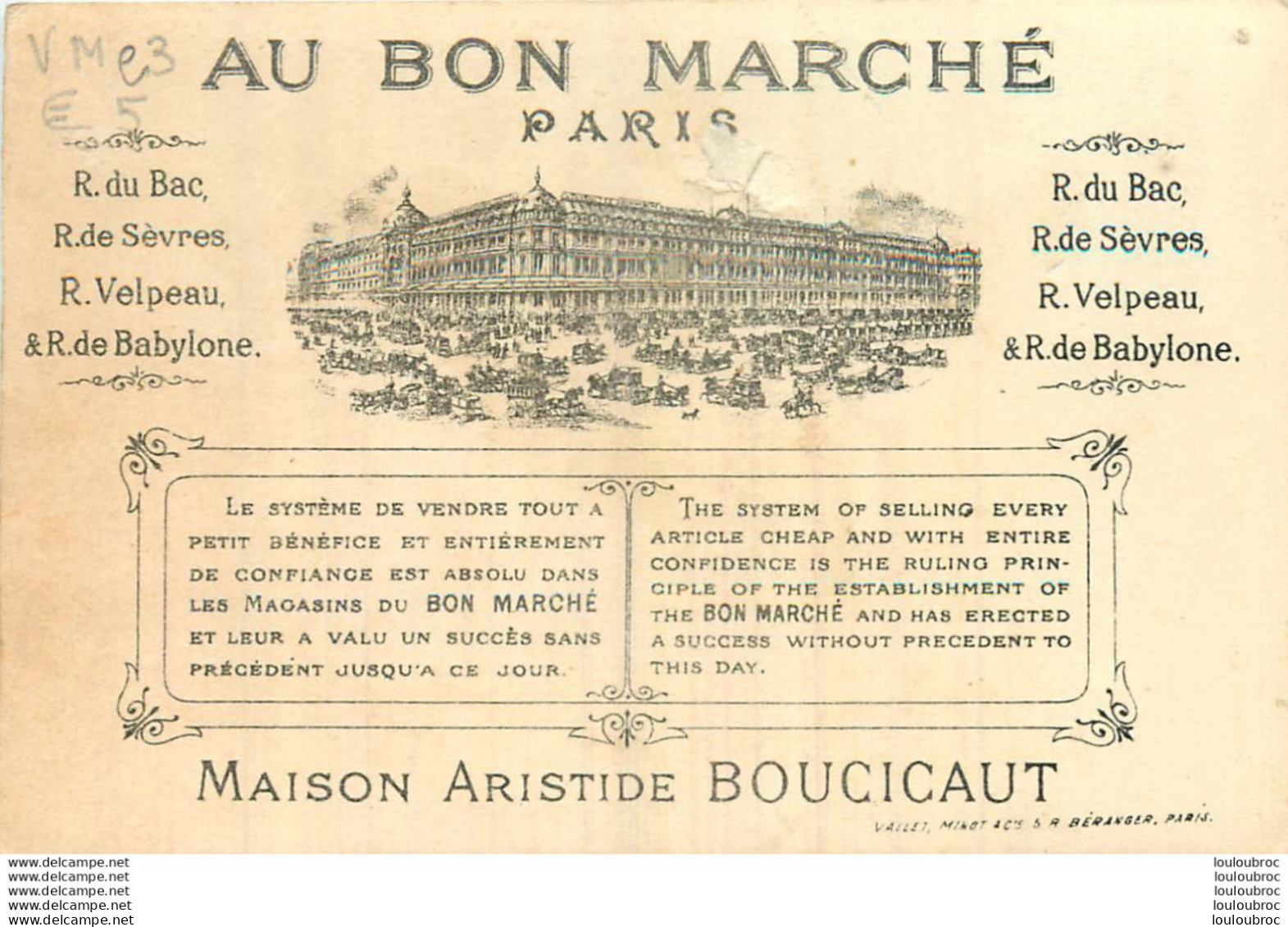 CHROMO DOREE AU BON MARCHE UNE  HARANGUE  LITH. VALLET MINOT - Au Bon Marché