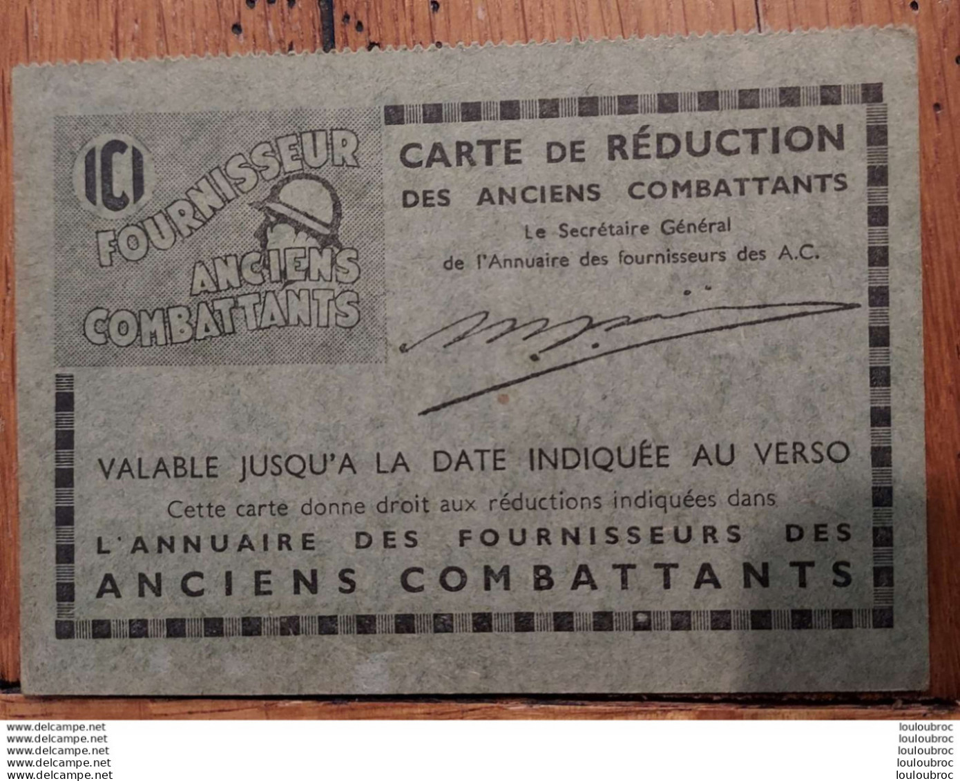 CARTE DE REDUCTION DES ANCIENS COMBATTANTS SOLDAT CAMUT LE HAVRE  CARTE FORMAT 10.50 X 7.50 CM - 1914-18