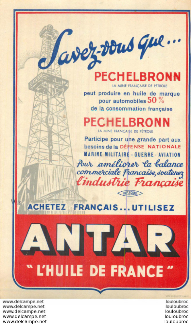 AUSSOURD 116 PLACE LAFAYETTE PARIS HUILE ANTAR FACTURE 1941 R1 - 1900 – 1949