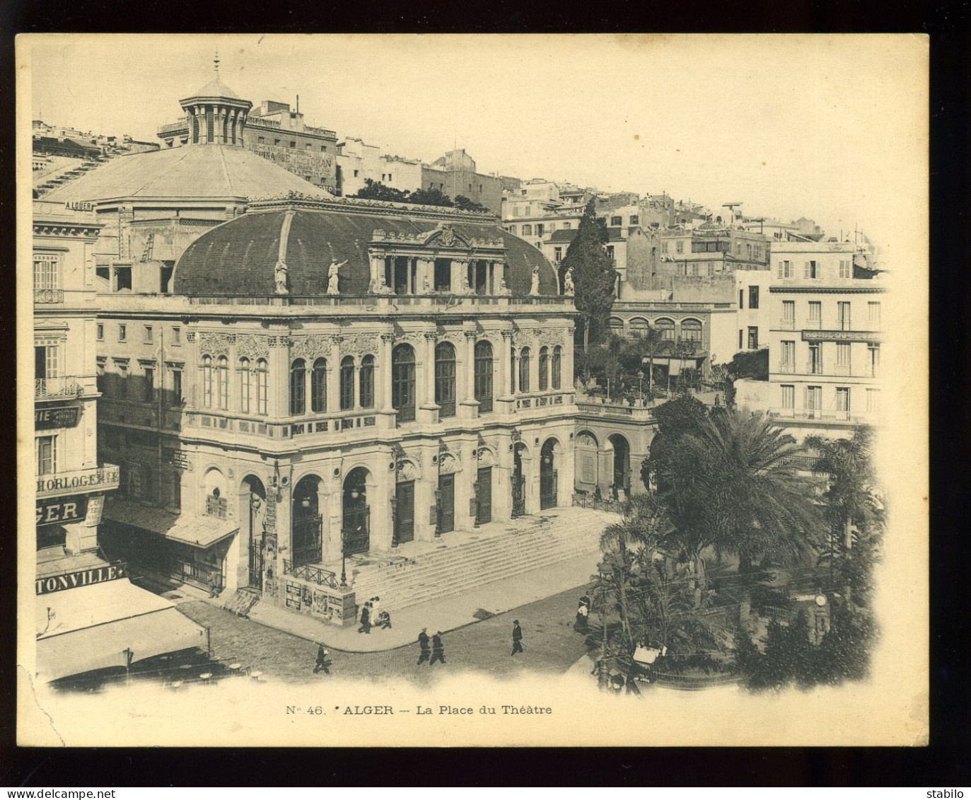 ALGERIE - ALGER - PLACE DU THEATRE - CARTE TRES GRAND FORMAT 18 X 14 CM - Algiers