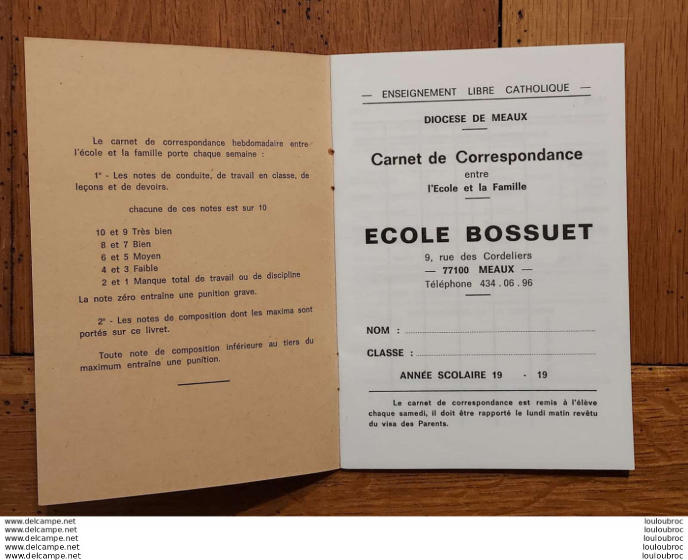 MEAUX ECOLE BOSSUET CARNET DE CORRESPONDANCE  NEUF EN PARFAIT ETAT - Diplômes & Bulletins Scolaires