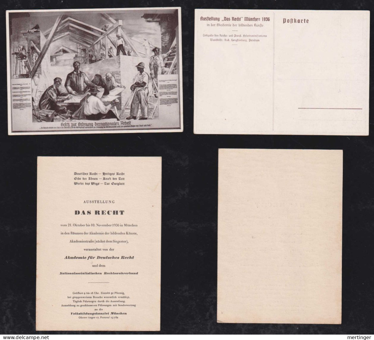 Deutsches Reich 1936 Propaganda Karte Ausstellung  Das Recht München Mit Programmkarte - Lettres & Documents