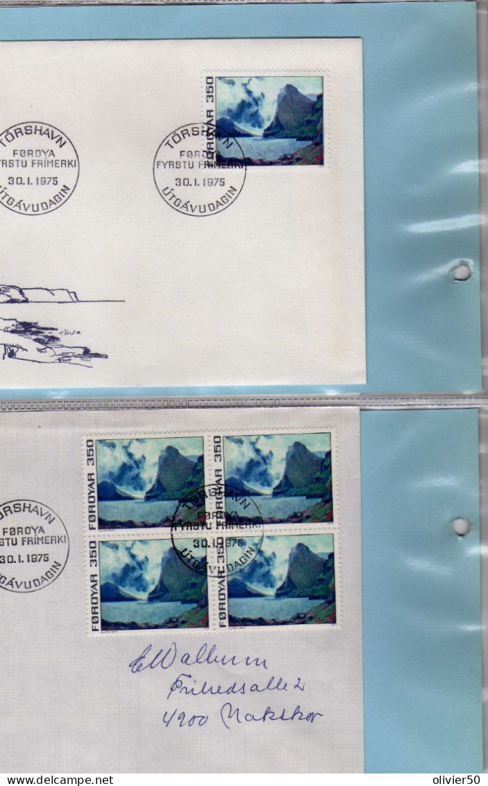 Iles Feroe - 1975 - 20 FDC - de la Serie Courante - Cartes - Paysages