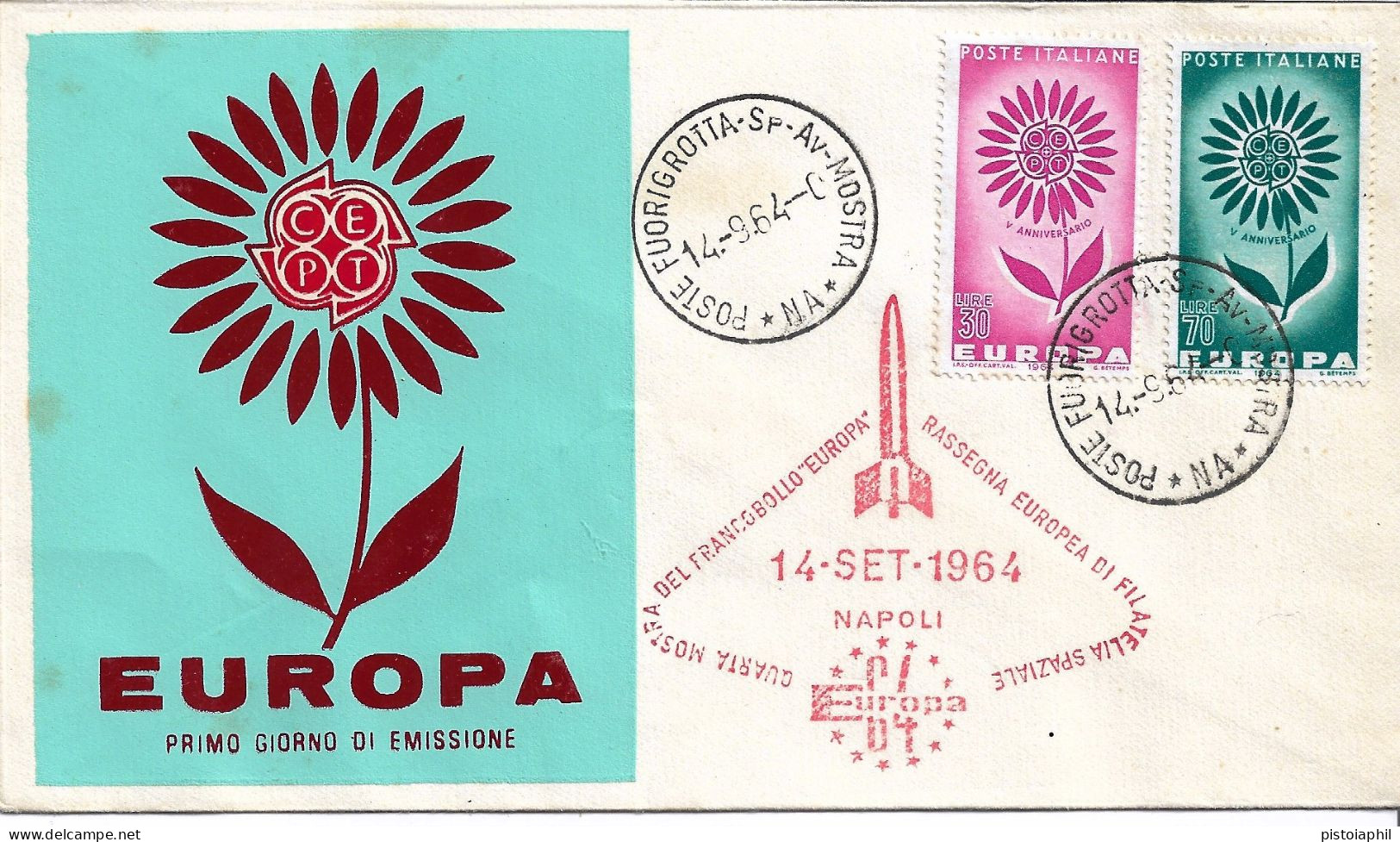 Fdc ReRu: EUROPA (1964); No Viaggiata; Annullo Fuorigrotta + Timbro Manifestazione - FDC