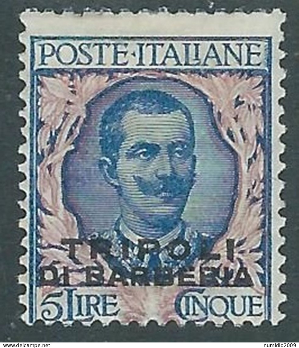 1909 LEVANTE TRIPOLI DI BARBERIA FLOREALE 5 LIRE MH * - RF12-7 - Bureaux D'Europe & D'Asie
