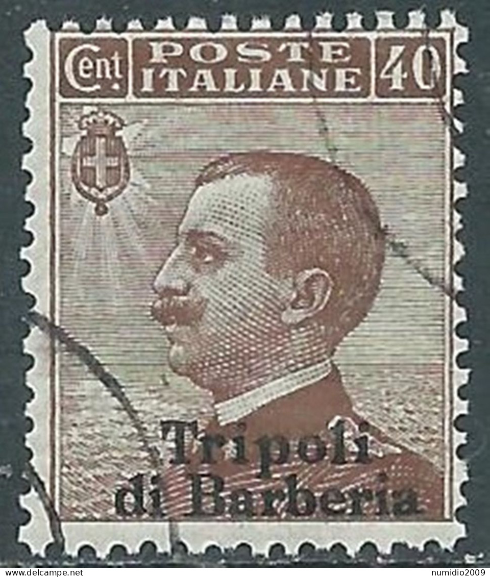1909 LEVANTE TRIPOLI DI BARBERIA USATO EFFIGIE 40 CENT - RF14-4 - Bureaux D'Europe & D'Asie