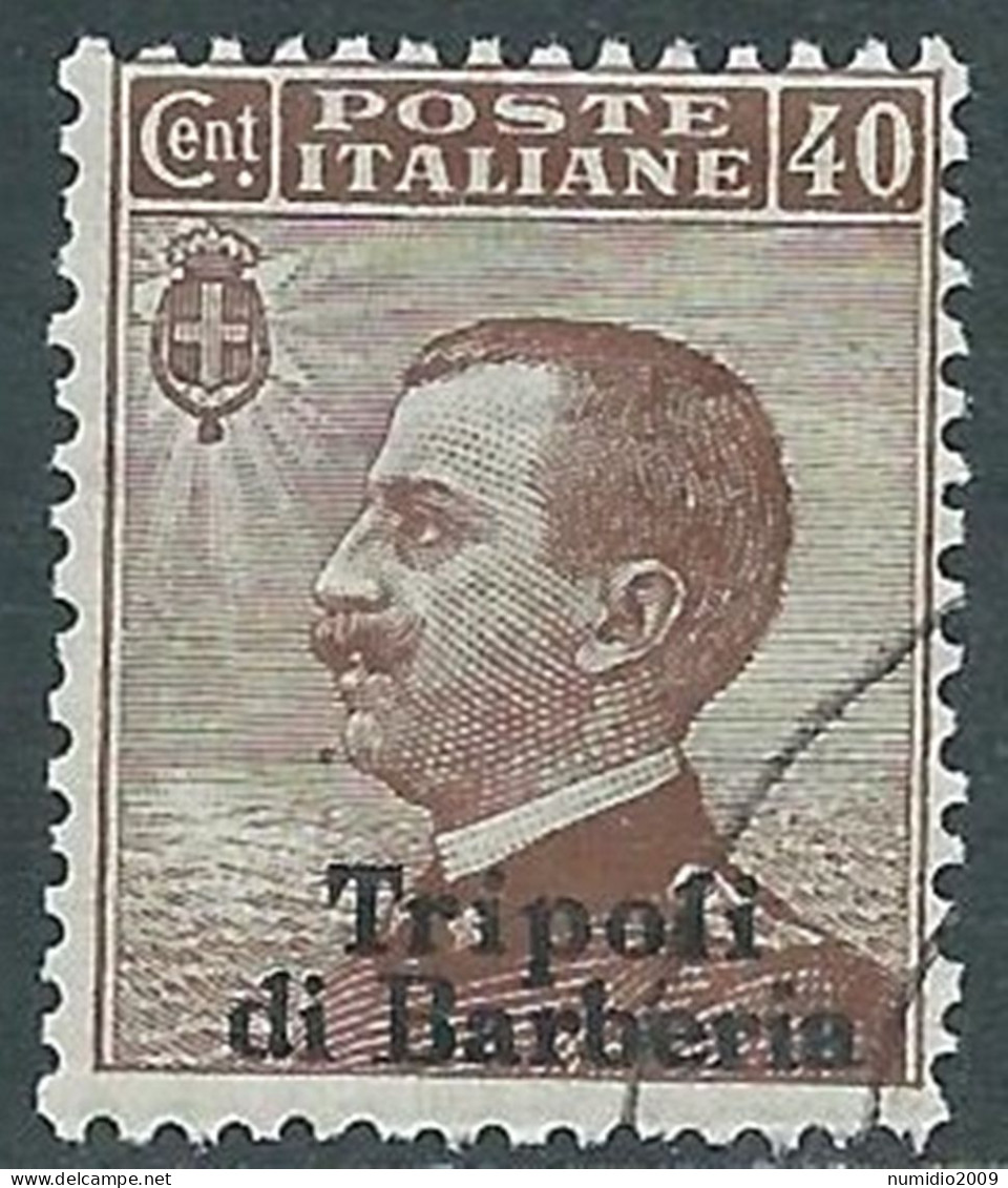1909 LEVANTE TRIPOLI DI BARBERIA USATO EFFIGIE 40 CENT - RF14-2 - Bureaux D'Europe & D'Asie