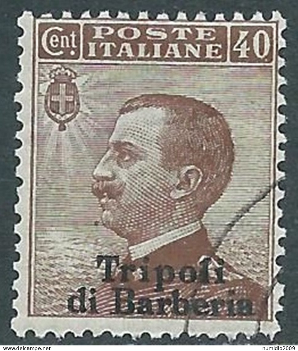 1909 LEVANTE TRIPOLI DI BARBERIA USATO EFFIGIE 40 CENT - RF14-2 - Europa- Und Asienämter