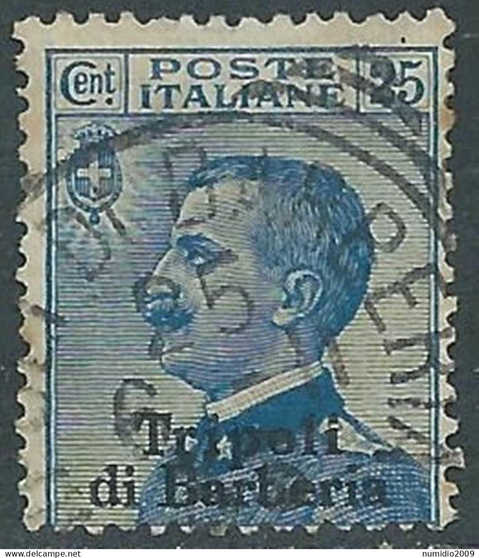 1909 LEVANTE TRIPOLI DI BARBERIA USATO EFFIGIE 25 CENT - RF14-4 - Bureaux D'Europe & D'Asie
