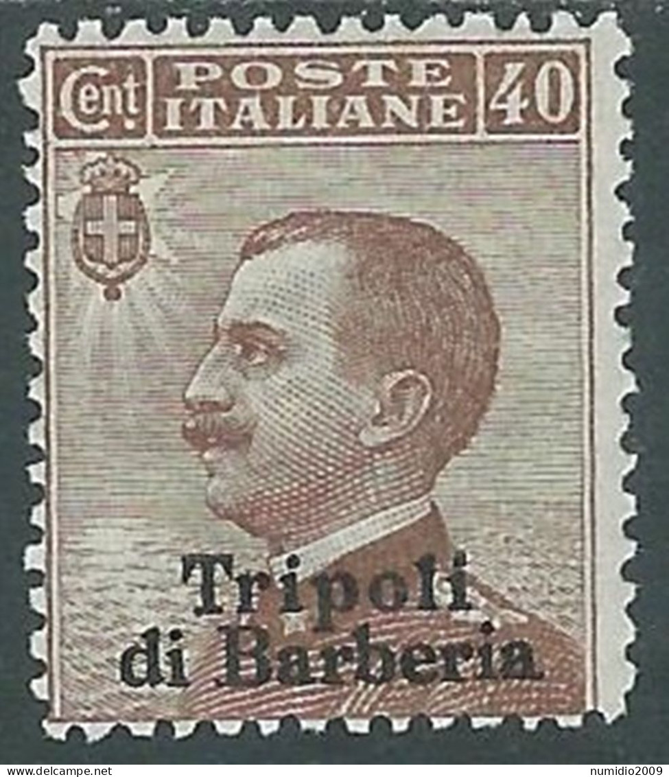 1909 LEVANTE TRIPOLI DI BARBERIA EFFIGIE 40 CENT MH * - RF11-4 - Europa- Und Asienämter