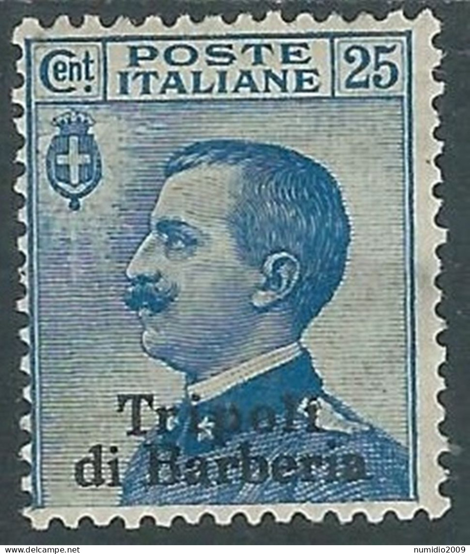 1909 LEVANTE TRIPOLI DI BARBERIA EFFIGIE 25 CENT MH * - RF11-4 - European And Asian Offices