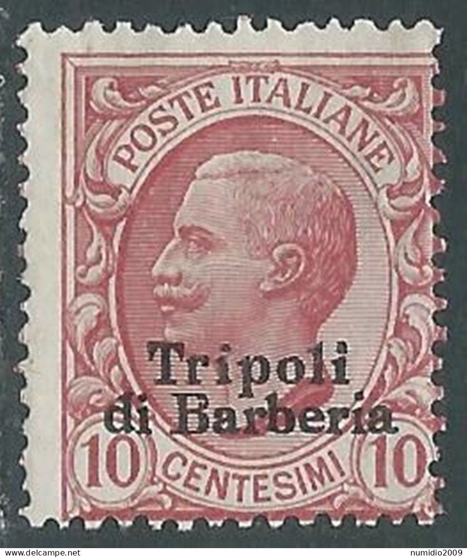 1909 LEVANTE TRIPOLI DI BARBERIA EFFIGIE 10 CENT SENZA GOMMA - RF14-4 - Bureaux D'Europe & D'Asie