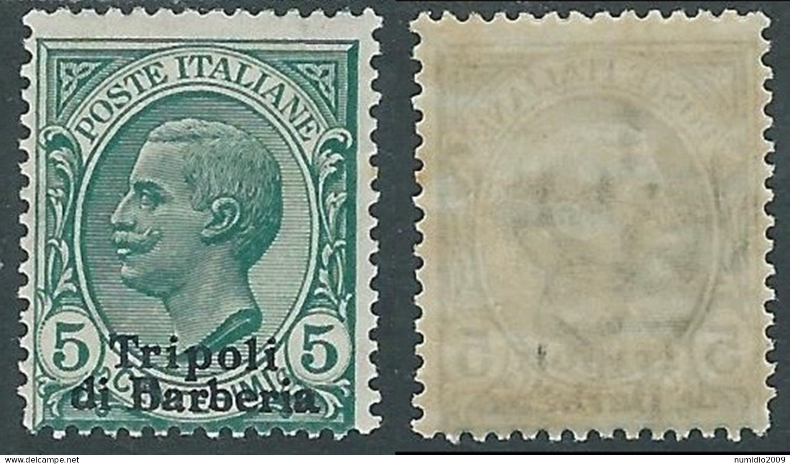 1909 LEVANTE TRIPOLI DI BARBERIA EFFIGIE 5 CENT MH * - RF12-8 - Bureaux D'Europe & D'Asie