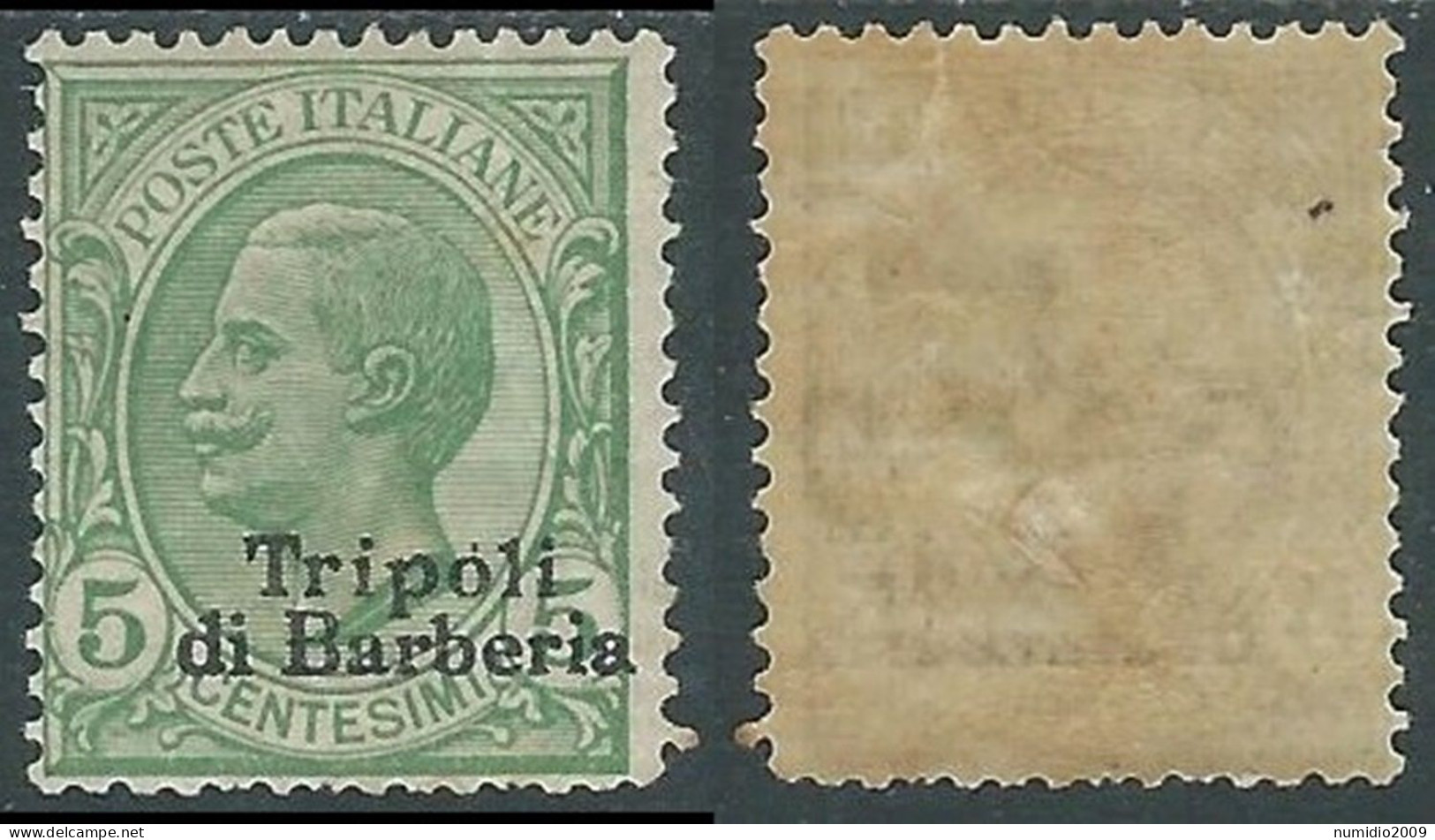 1909 LEVANTE TRIPOLI DI BARBERIA EFFIGIE 5 CENT MH * - RF11-4 - Bureaux D'Europe & D'Asie