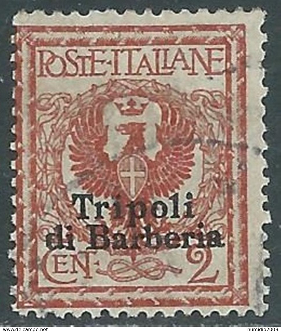 1909 LEVANTE TRIPOLI DI BARBERIA USATO AQUILA 2 CENT - RF14-2 - Bureaux D'Europe & D'Asie