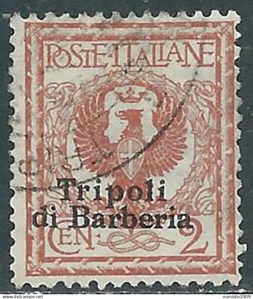 1909 LEVANTE TRIPOLI DI BARBERIA USATO AQUILA 2 CENT - RF14-4 - European And Asian Offices