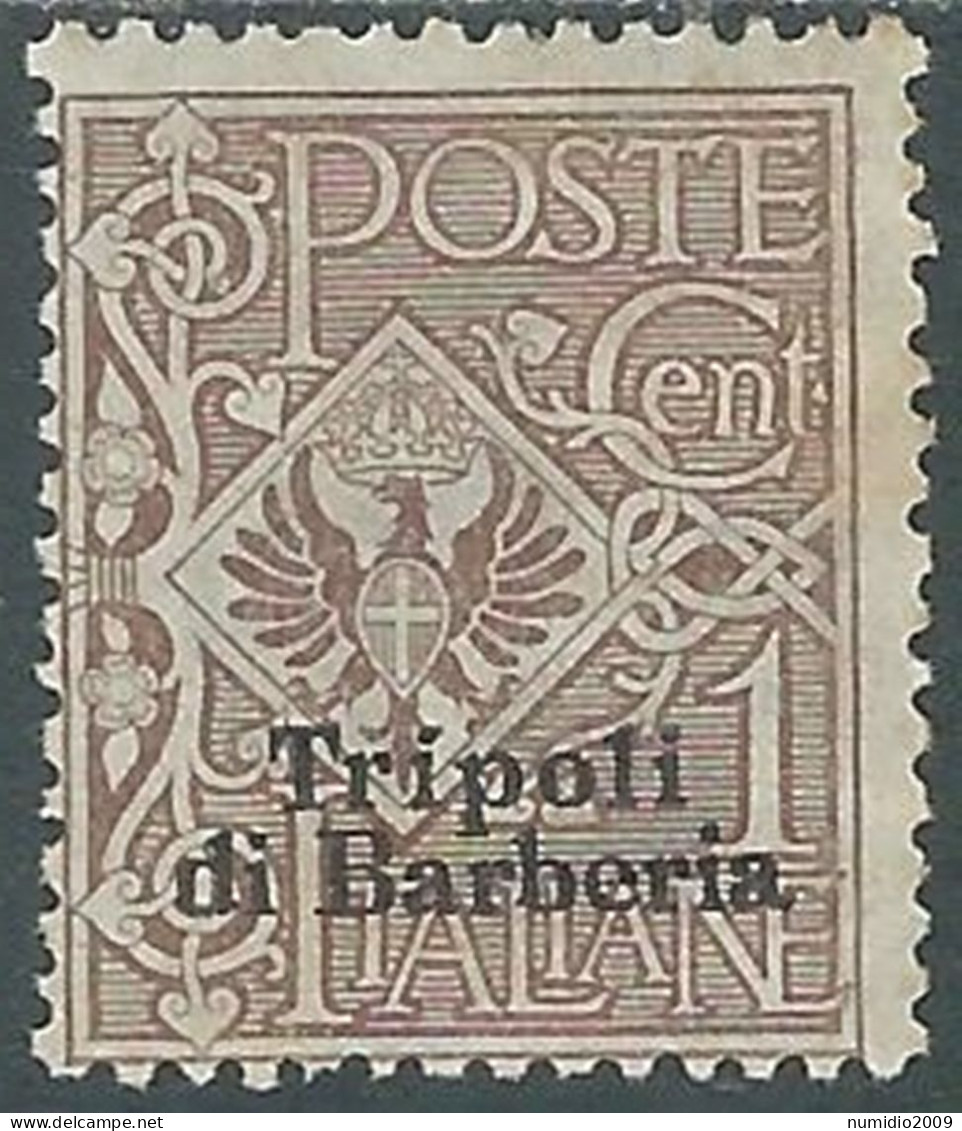 1909 LEVANTE TRIPOLI DI BARBERIA AQUILA 1 CENT MH * - RF12-7 - Oficinas Europeas Y Asiáticas