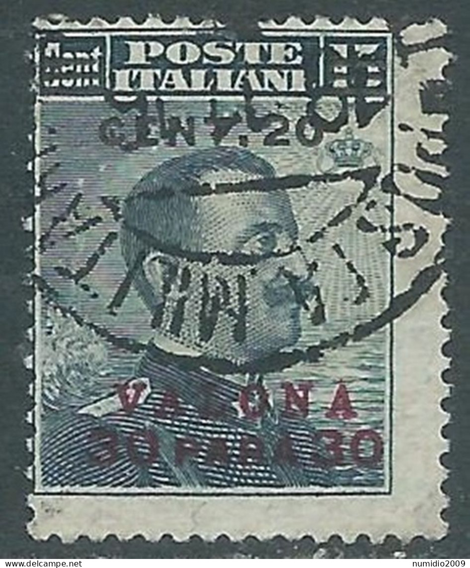 1916 LEVANTE VALONA USATO SOPRASTAMPATO 20 CENT SU 30 PA SU 15 CENT - SV28-2 - Bureaux D'Europe & D'Asie